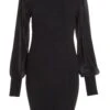 Black Light Knit Bodycon Mini Dress -Princess Style Shop 00100035258 ZM