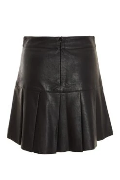Black Faux Leather Pleated Mini Skirt -Princess Style Shop 00100035283 ZB