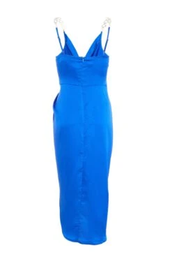 Royal Blue Satin Midi Dress -Princess Style Shop 00100035292 ZB