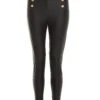 Black High Waisted Button Leggings -Princess Style Shop 00100035297 ZM
