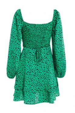 Green Animal Print Skater Dress -Princess Style Shop 00100035494 ZB