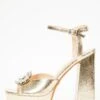 Gold Foil Brooch Platform Heeled Sandals -Princess Style Shop 00100035580 ZM