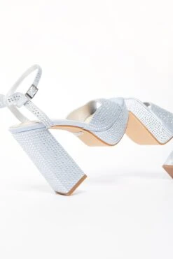 Silver Diamante Platform Heeled Sandals -Princess Style Shop 00100035587 XB