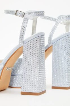 Silver Diamante Platform Heeled Sandals -Princess Style Shop 00100035587 ZB