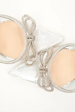 Silver Clear Diamante Bow Court Heels -Princess Style Shop 00100035605 ZB