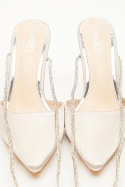 Champagne Satin Diamante Court Heels -Princess Style Shop 00100035607 XS