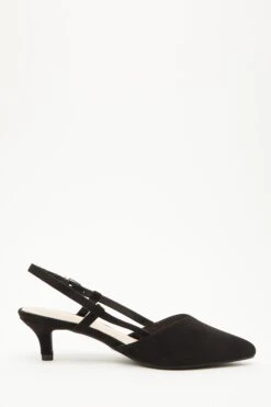 Black Faux Suede Slingback Court Heels -Princess Style Shop 00100035613 ZS