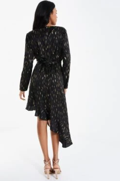 Black Metallic Stripe Midi Dress -Princess Style Shop 00100035652 XB