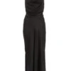 Black Satin Tie Back Midi Dress -Princess Style Shop 00100035653 ZM