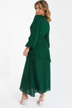 Green Chiffon Wrap Maxi Dress -Princess Style Shop 00100035677 XB