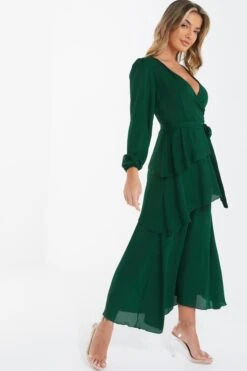 Green Chiffon Wrap Maxi Dress -Princess Style Shop 00100035677 XS