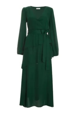 Green Chiffon Wrap Maxi Dress