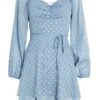 Blue Polka Dot Foil Mini Dress -Princess Style Shop 00100035707 ZM