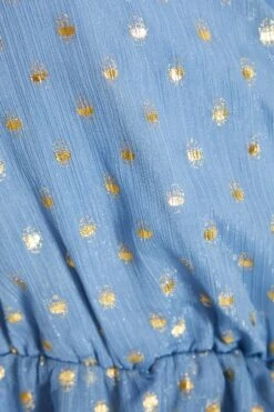 Blue Polka Dot Foil Peplum Top -Princess Style Shop 00100035708 ZS