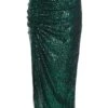 Green Sequin Ruched Midi Skirt -Princess Style Shop 00100035712 ZM