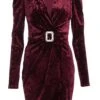 Berry Velvet Wrap Bodycon Mini Dress