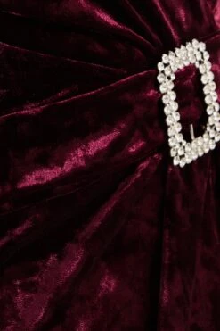 Berry Velvet Wrap Bodycon Mini Dress -Princess Style Shop 00100035717 ZS