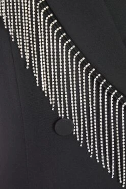 Black Diamante Mini Blazer Dress -Princess Style Shop 00100035723 ZS