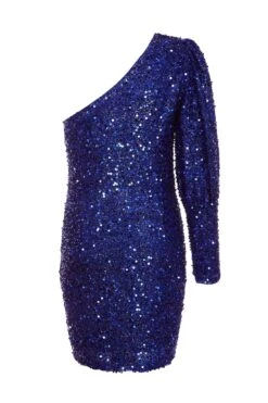 Royal Blue Sequin One Shoulder Mini Dress -Princess Style Shop 00100035762 ZB