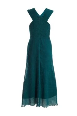Teal Chiffon Crinkle Halter Neck Midi Dress -Princess Style Shop 00100035778 ZB