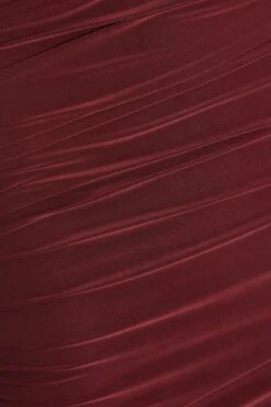 Wine Ruched Bodycon Midi Dress -Princess Style Shop 00100035792 ZS