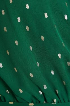 Bottle Green Chiffon Foil Peplum Top -Princess Style Shop 00100035822 ZS