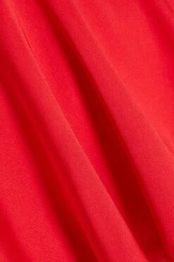 Red Satin Balloon Sleeve Playsuit -Princess Style Shop 00100035878 ZS