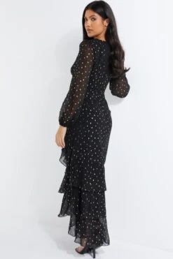 Black Chiffon Foil Maxi Dress -Princess Style Shop 00100035895 XB