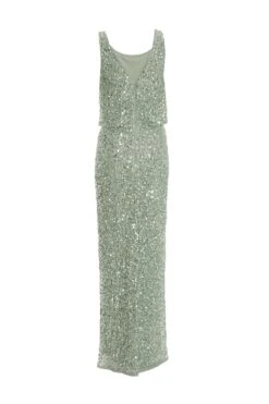 Sage Embellished Split Leg Maxi Dress -Princess Style Shop 00100035918 ZB