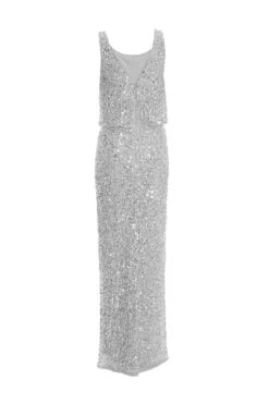Grey Embellished Split Leg Maxi Dress -Princess Style Shop 00100035919 ZB