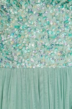 Green Sequin Tulle Midi Dress -Princess Style Shop 00100035920 ZS