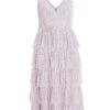 Lilac Sequin Tiered Midi Dress -Princess Style Shop 00100035926 ZM