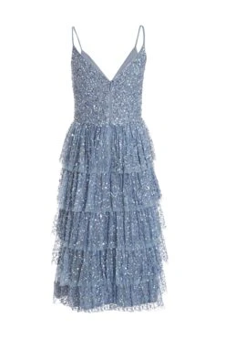 Blue Sequin Tiered Midi Dress 12 Blue Sequin Tiered Midi Dress -Princess Style Shop 00100035928 ZB