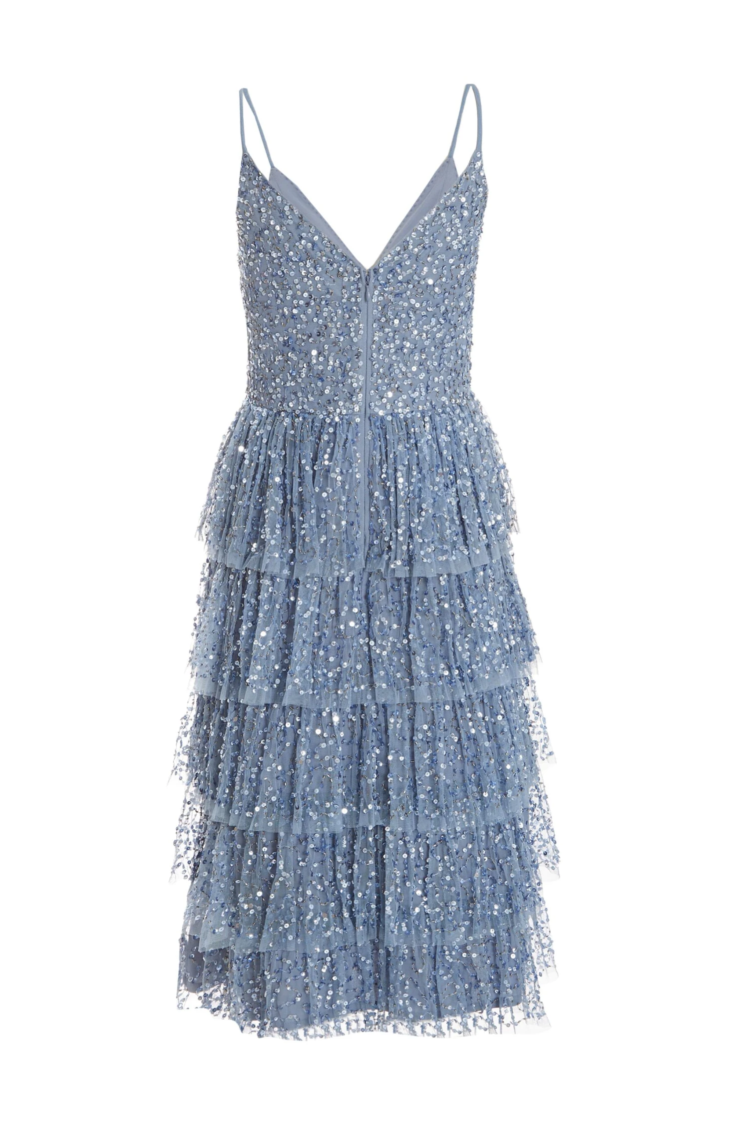 Blue Sequin Tiered Midi Dress 7 Blue Sequin Tiered Midi Dress - Image 5