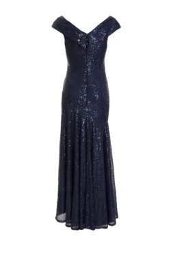 Navy Sequin Ruched Maxi Dress -Princess Style Shop 00100035930 ZB