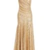 Gold Sequin Ruched Maxi Dress -Princess Style Shop 00100035932 ZM