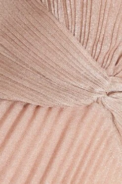 Nude Shimmer Pleated Maxi Dress -Princess Style Shop 00100035934 ZS