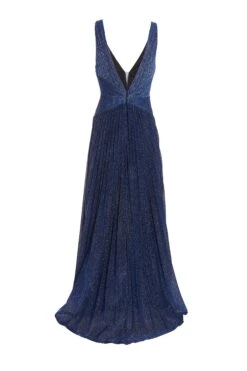Navy Shimmer Pleated Maxi Dress -Princess Style Shop 00100035935 ZB