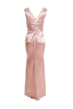 Pink Satin Wrap Split Leg Maxi Dress -Princess Style Shop 00100035939 ZB