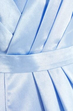 Light Blue Satin Wrap Split Leg Maxi Dress -Princess Style Shop 00100035941 ZS