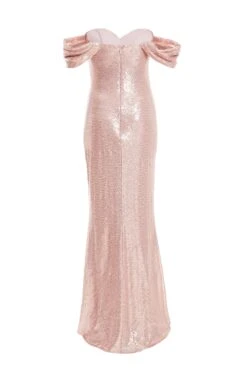 Blush Pink Sequin Ruched Maxi Dress -Princess Style Shop 00100035947 ZB