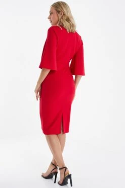 Red Tie Front Midi Dress -Princess Style Shop 00100035999 XB