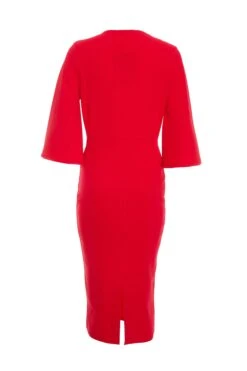 Red Tie Front Midi Dress -Princess Style Shop 00100035999 ZB
