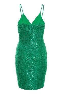 Green Sequin Wrap Mini Dress -Princess Style Shop 00100036006 ZB