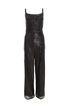 Black Sequin Cowl Neck Palazzo Jumpsuit