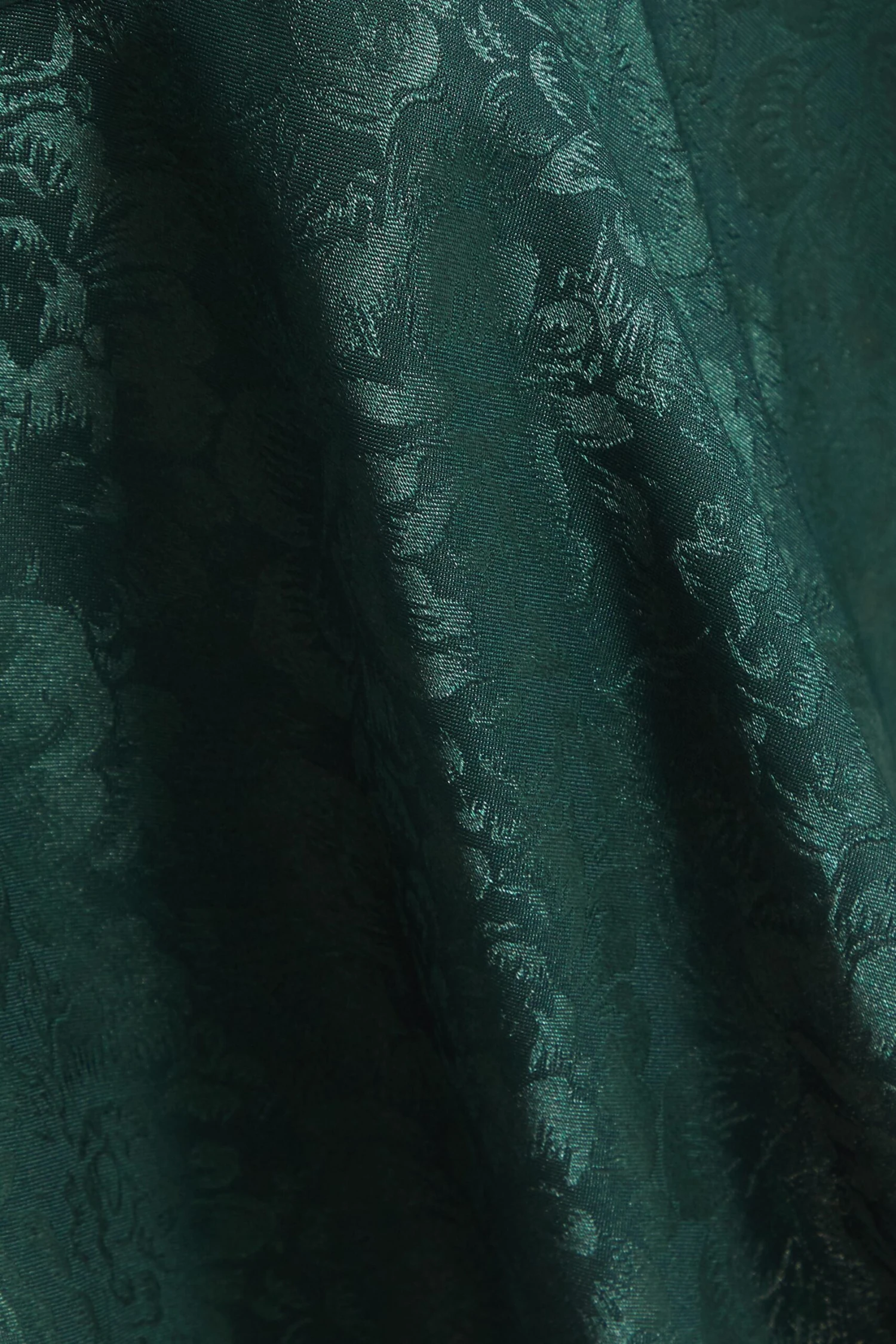 Bottle Green Satin Jacquard Floral Mini Dress 8 Bottle Green Satin Jacquard Floral Mini Dress - Image 6