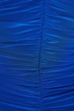 Royal Blue Ruched V Neck Bodycon Midi Dress -Princess Style Shop 00100036038 ZS