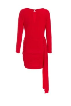 Red Ruched Drape Mini Dress -Princess Style Shop 00100036049 ZB