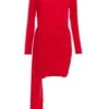 Red Ruched Drape Mini Dress -Princess Style Shop 00100036049 ZM