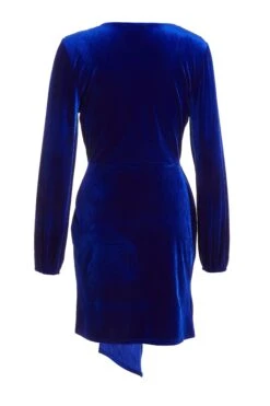 Royal Blue Velvet Sash Bodycon Dress -Princess Style Shop 00100036068 ZB